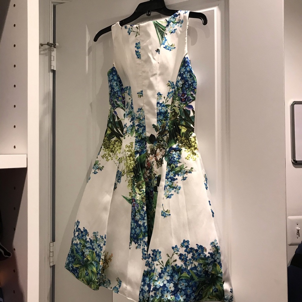 Blue floral short cocktail dress scuba neoprene - Picture 6 of 6